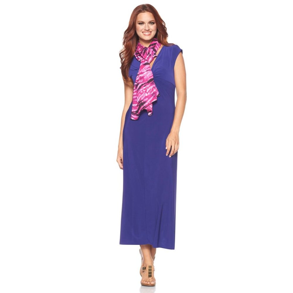 Your Best Bet Maxi Dress w/Chiffon Scarf, Purple
